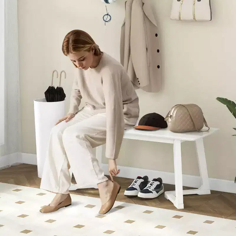 1/2 pièces Banc d'entrée moderne 42 avec pieds en bois d'hévéa Surface d'assise lisse Montage facile