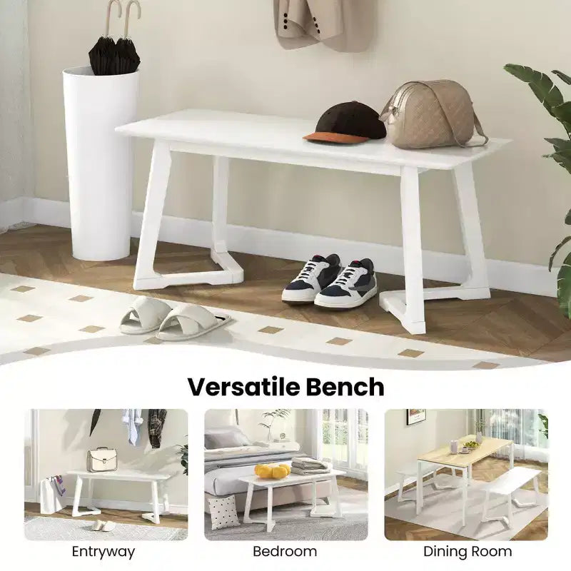 1/2 pièces Banc d'entrée moderne 42 avec pieds en bois d'hévéa Surface d'assise lisse Montage facile