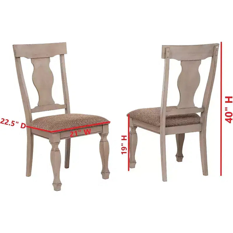 Chaises de salle à manger/dinette rembourrées en bois brun bicolore, lot de 2