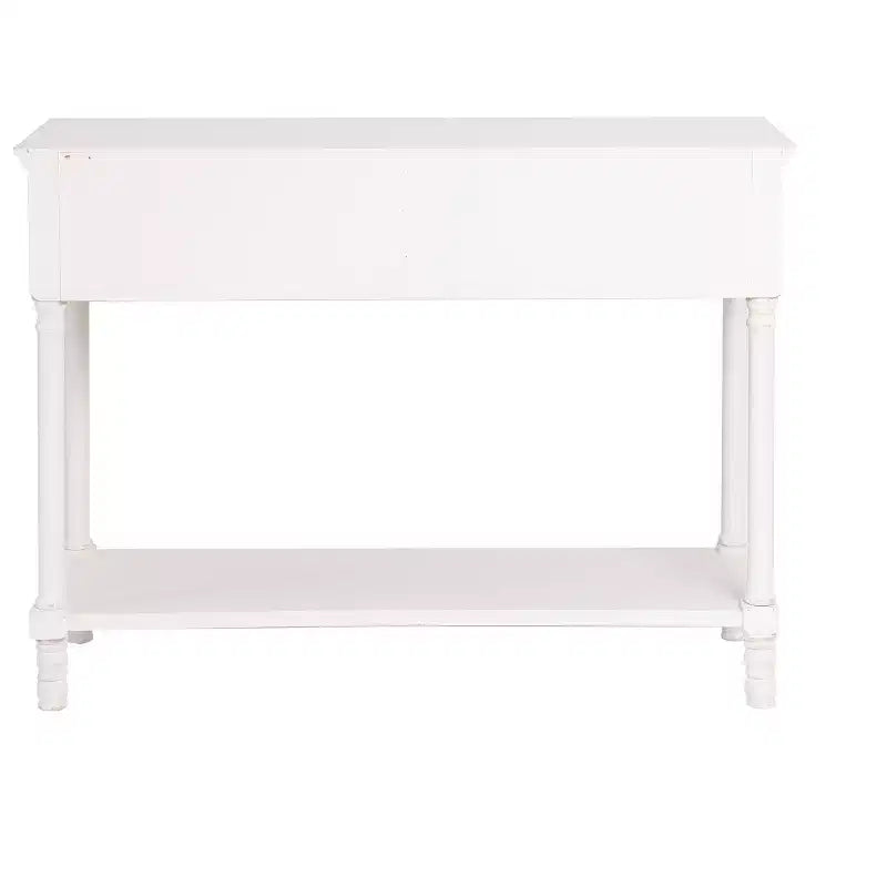 Console de rangement en bois blanc avec 2 tiroirs et étagère pour entrée
