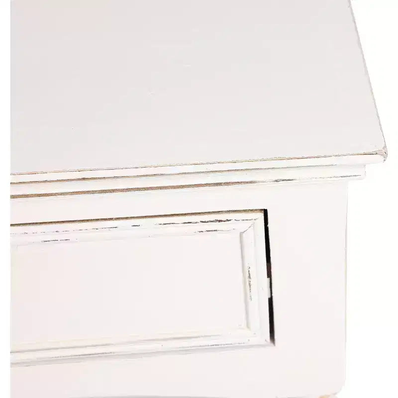 Console de rangement en bois blanc avec 2 tiroirs et étagère pour entrée