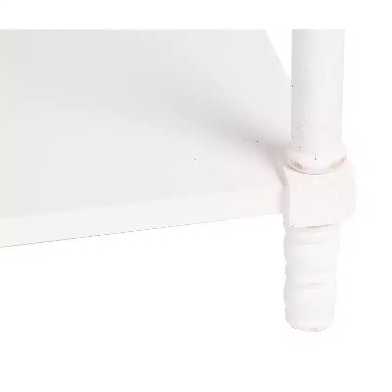 Console de rangement en bois blanc avec 2 tiroirs et étagère pour entrée