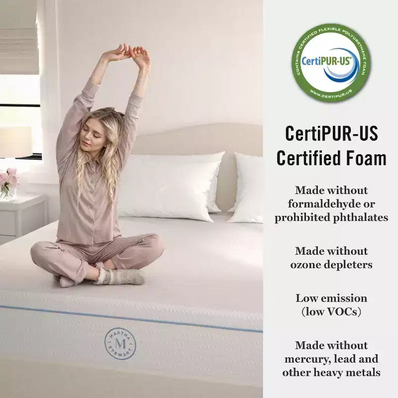 Matelas en mousse à mémoire de forme et thé vert, mi-ferme, à double action rafraîchissante, avec dessus matelassé en jacquard recyclé doux et respirant