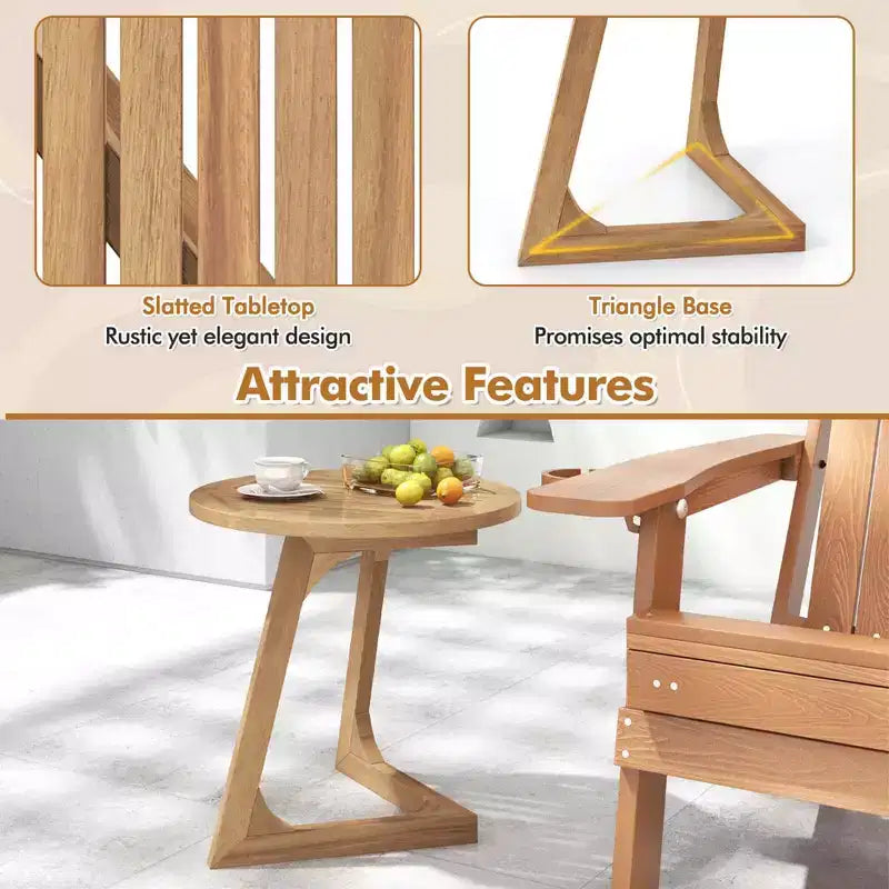 1/2 TABLES D'APPOINT RONDES EN BOIS DE TECK AVEC PLATEAU À LATTES, POUR CANAPÉ OU CHEVET