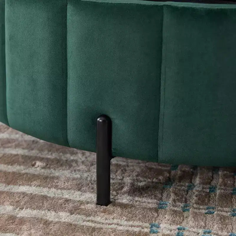 Pouf de rangement rond moderne en velours capitonné de 80 cm avec couvercle réversible