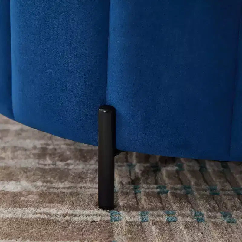 Pouf de rangement rond moderne en velours capitonné de 80 cm avec couvercle réversible
