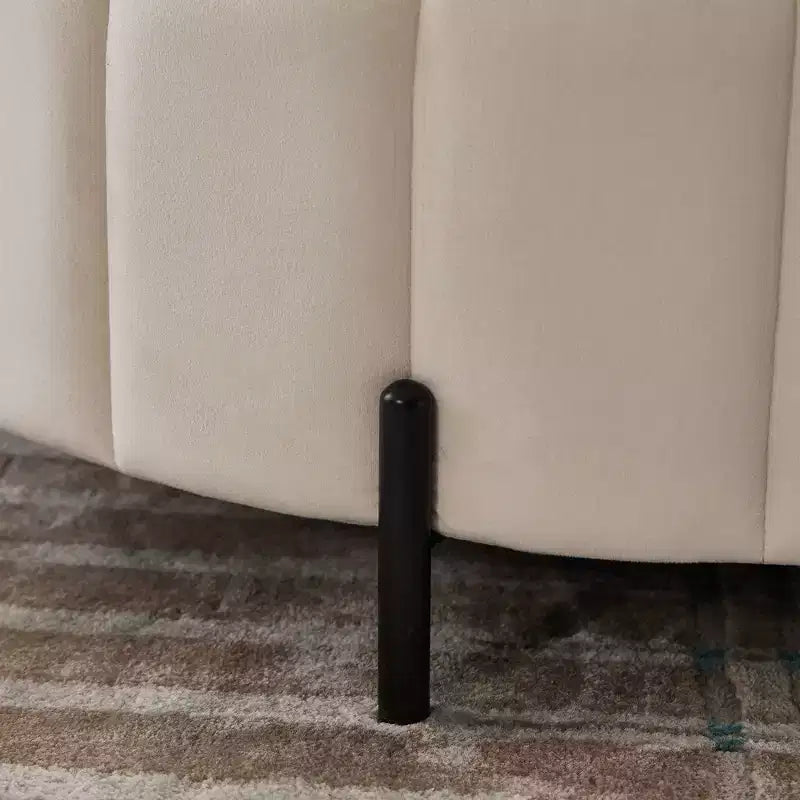 Pouf de rangement rond moderne en velours capitonné de 80 cm avec couvercle réversible