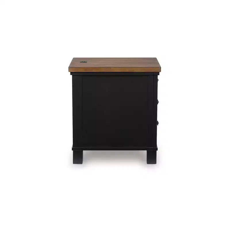 Table de chevet à 3 tiroirs avec port USB, noire