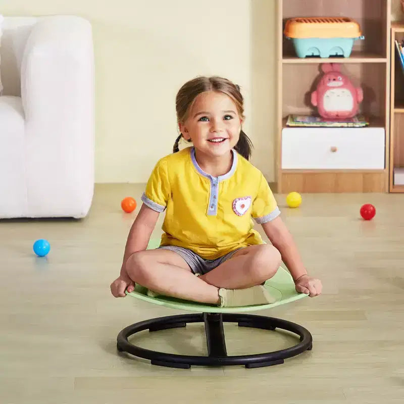 Fauteuil pivotant pour enfants en forme d'éléphant, capacité de 100 kg, chaise tournante à 360°, chaise sensorielle pour enfants autistes avec base métallique antidérapante, verte