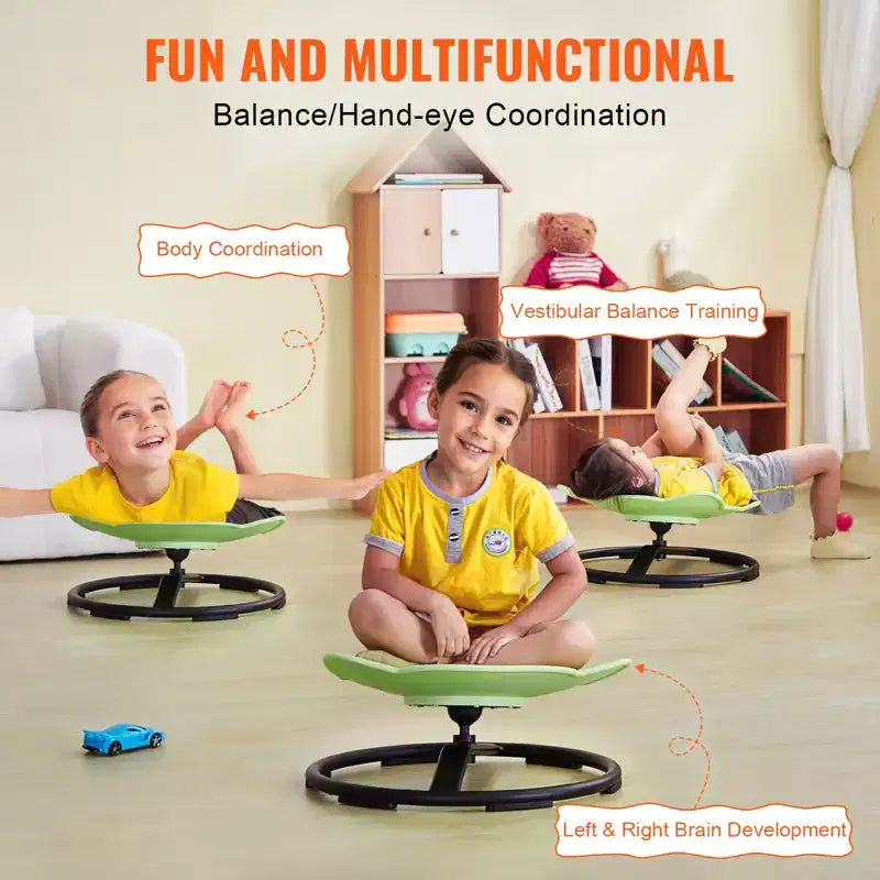 Fauteuil pivotant pour enfants en forme d'éléphant, capacité de 100 kg, chaise tournante à 360°, chaise sensorielle pour enfants autistes avec base métallique antidérapante, verte