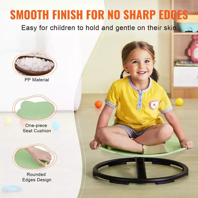 Fauteuil pivotant pour enfants en forme d'éléphant, capacité de 100 kg, chaise tournante à 360°, chaise sensorielle pour enfants autistes avec base métallique antidérapante, verte