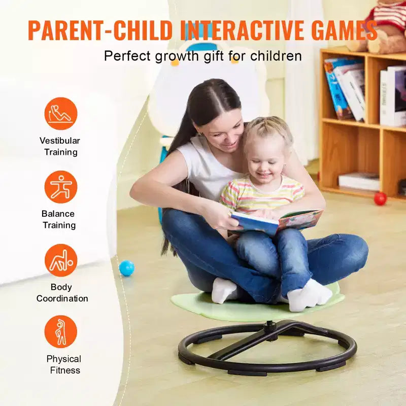 Fauteuil pivotant pour enfants en forme d'éléphant, capacité de 100 kg, chaise tournante à 360°, chaise sensorielle pour enfants autistes avec base métallique antidérapante, verte