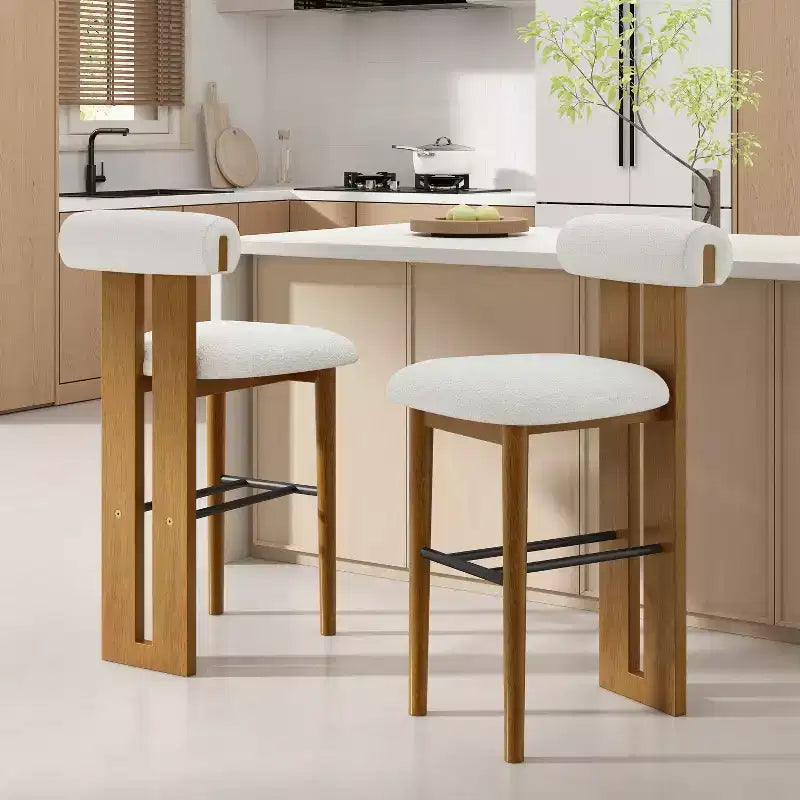 Tabourets de bar polyvalents en hévéa rembourrés (lot de 2)