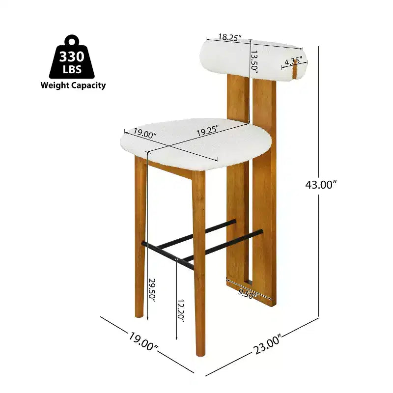 Tabourets de bar polyvalents en hévéa rembourrés (lot de 2)