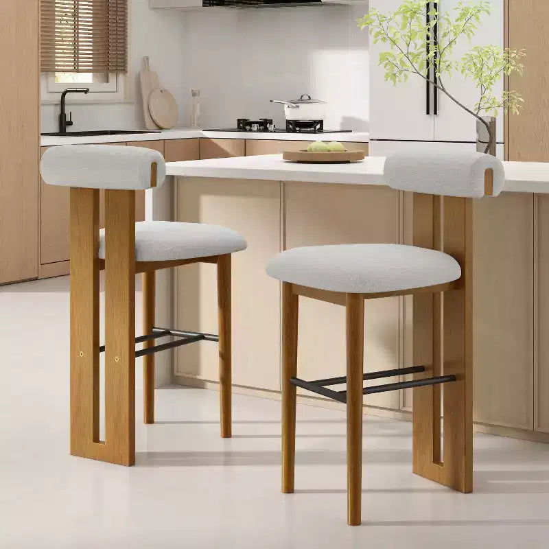 Tabourets de bar polyvalents en hévéa rembourrés (lot de 2)