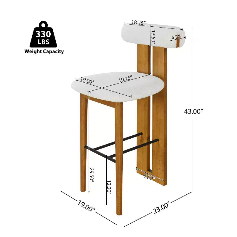 Tabourets de bar polyvalents en hévéa rembourrés (lot de 2)