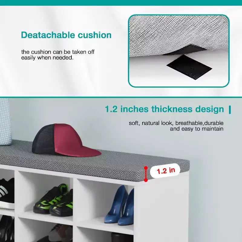 Banc à chaussures Rangement Organisateur de chaussures Banc d'entrée avec coussin