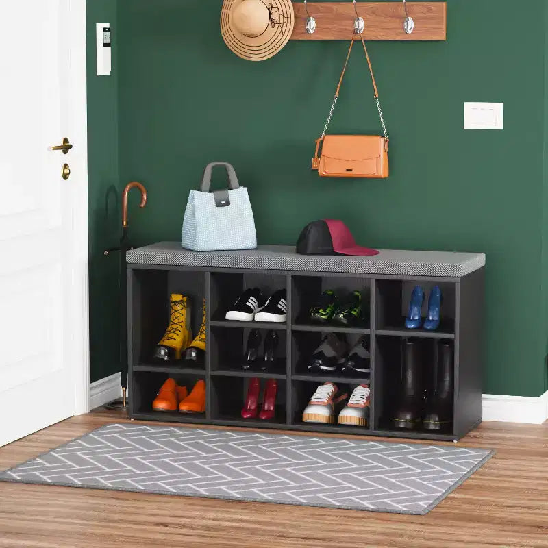 Banc à chaussures Rangement Organisateur de chaussures Banc d'entrée avec coussin