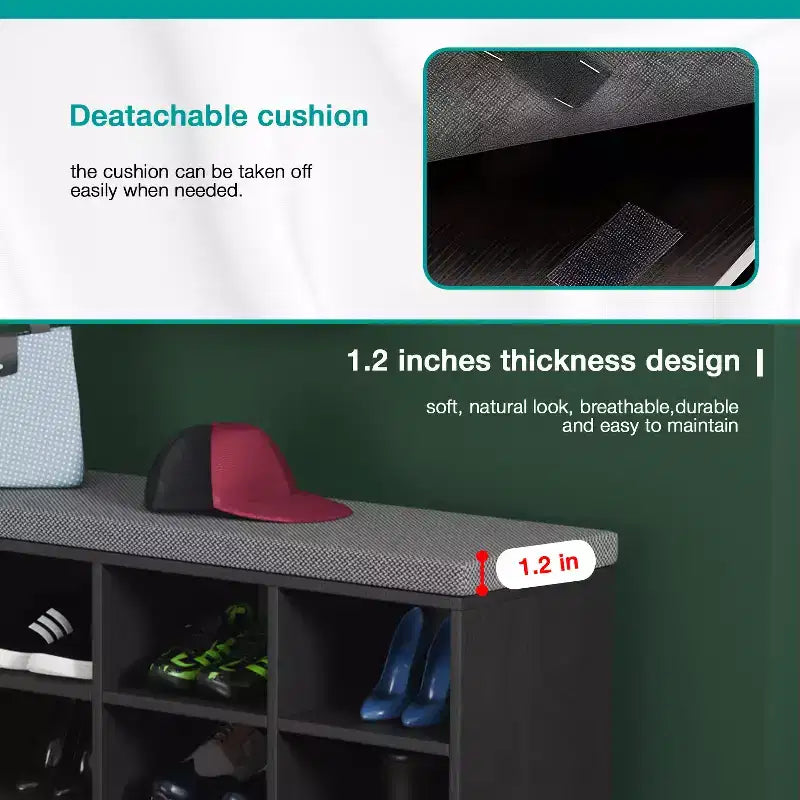 Banc à chaussures Rangement Organisateur de chaussures Banc d'entrée avec coussin