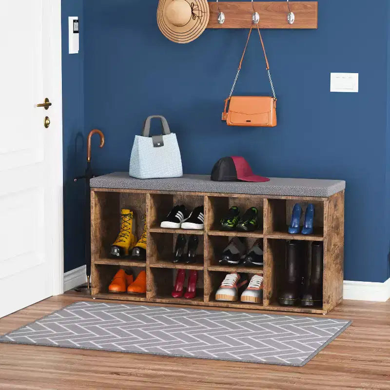 Banc à chaussures Rangement Organisateur de chaussures Banc d'entrée avec coussin