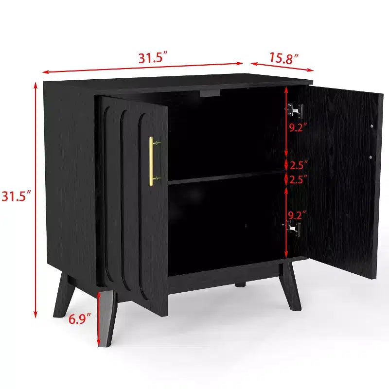Buffet de 80 cm en bois de style moderne du milieu du siècle avec étagères réglables