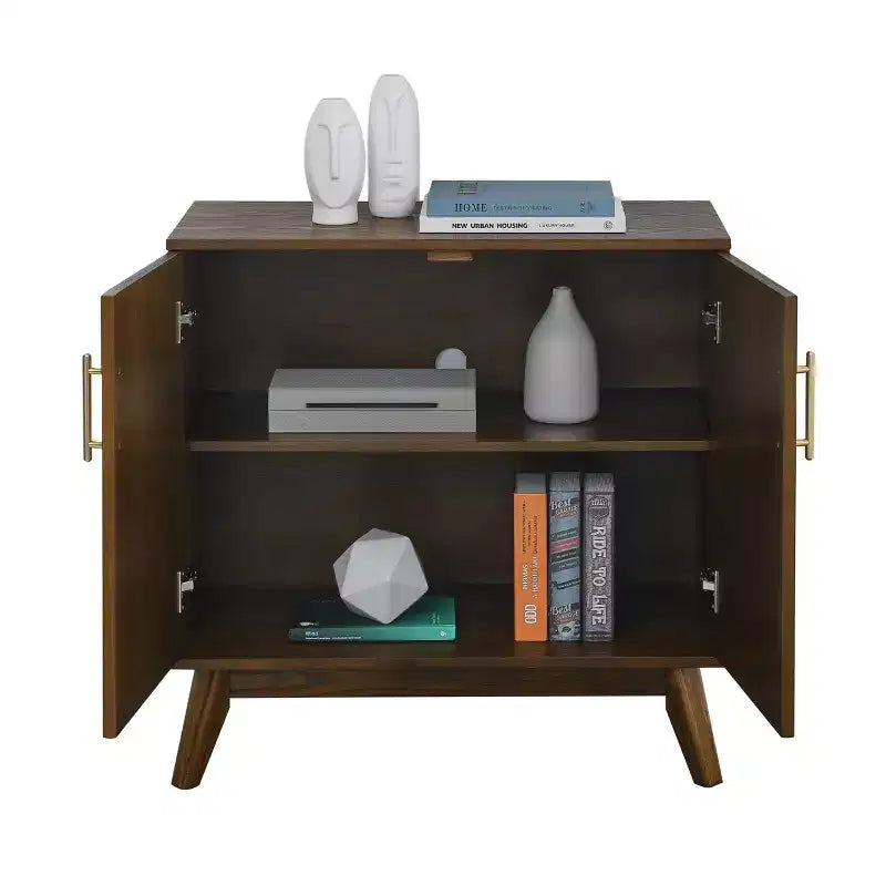 Buffet de 80 cm en bois de style moderne du milieu du siècle avec étagères réglables