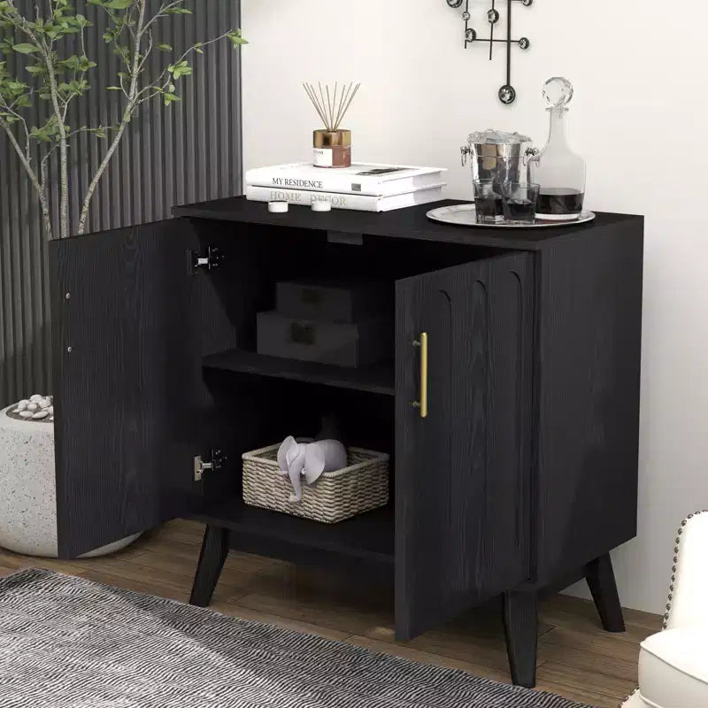 Buffet de 80 cm en bois de style moderne du milieu du siècle avec étagères réglables
