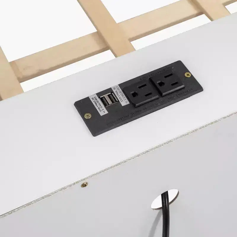 Lit superposé Twin XL/Full XL sur Queen avec armoires de rangement et ports USB, construction robuste en bois de pin