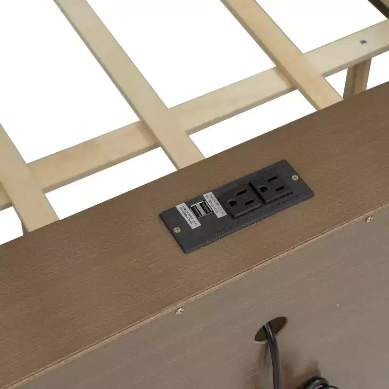 Lit superposé Twin XL/Full XL sur Queen avec armoires de rangement et ports USB, construction robuste en bois de pin