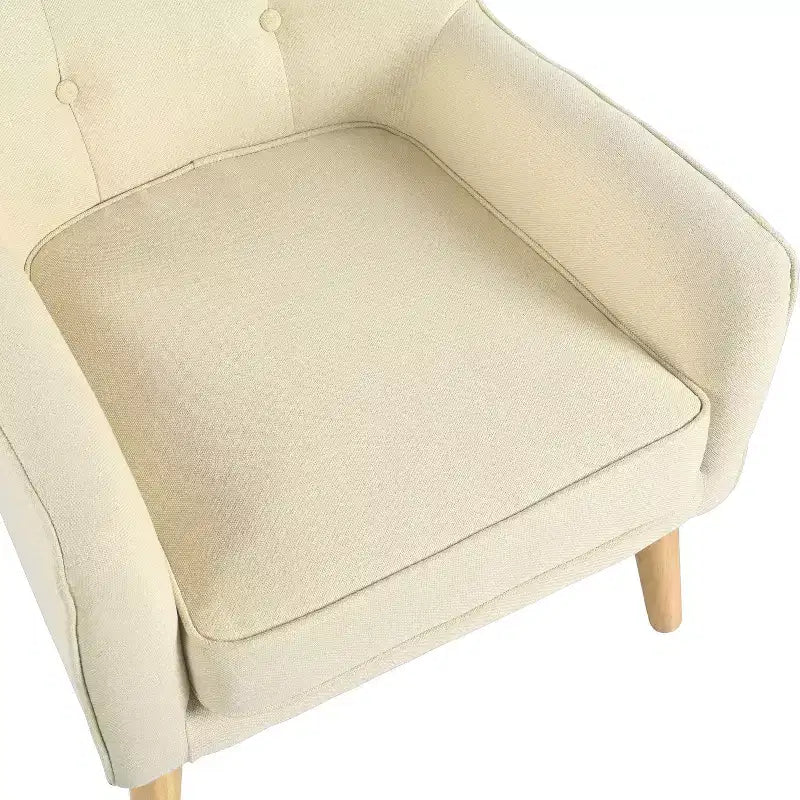 Fauteuils d'appoint modernes du milieu du siècle pour chambre à coucher, fauteuil d'appoint en tissu capitonné avec pieds en bois massif pour salon