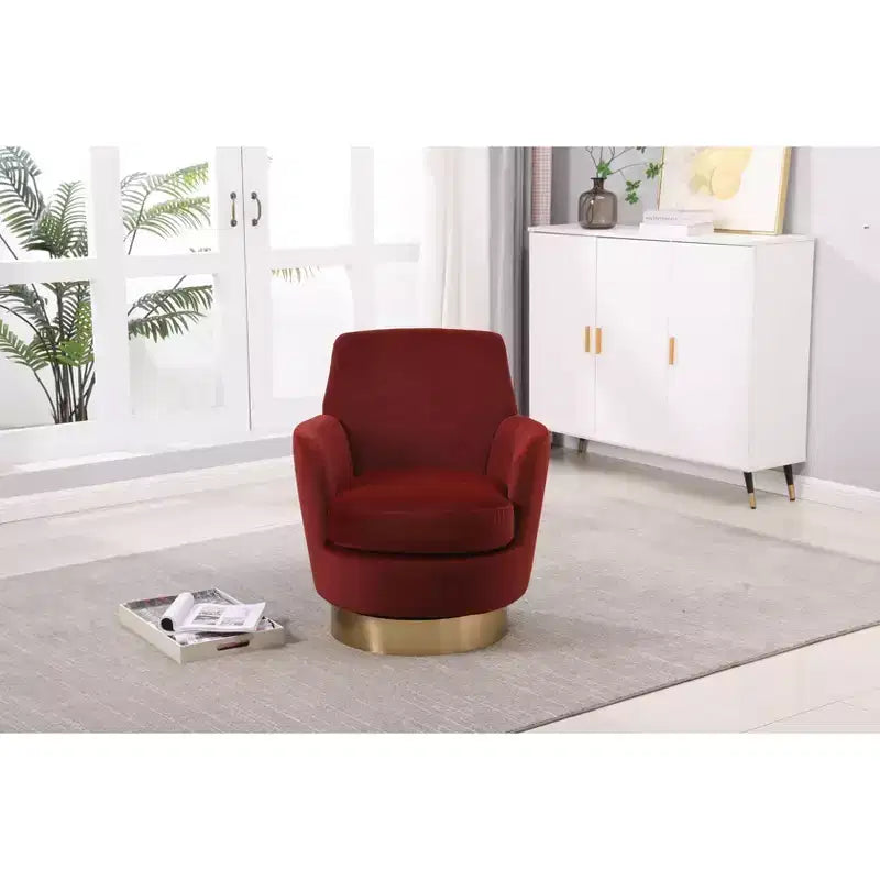Fauteuil tonneau pivotant moderne, Fauteuils tonneau ronds avec base en acier inoxydable doré, pour Salon Chambre