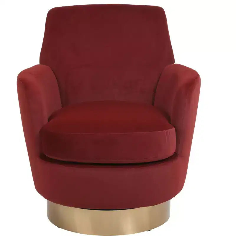 Fauteuil tonneau pivotant moderne, Fauteuils tonneau ronds avec base en acier inoxydable doré, pour Salon Chambre