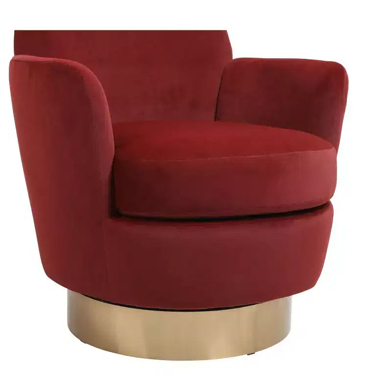 Fauteuil tonneau pivotant moderne, Fauteuils tonneau ronds avec base en acier inoxydable doré, pour Salon Chambre