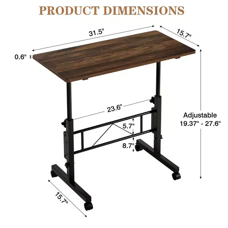 Petit bureau debout réglable en hauteur, postes de travail informatiques mobiles à roulettes, table d'appoint portable pour ordinateur portable pour le bureau