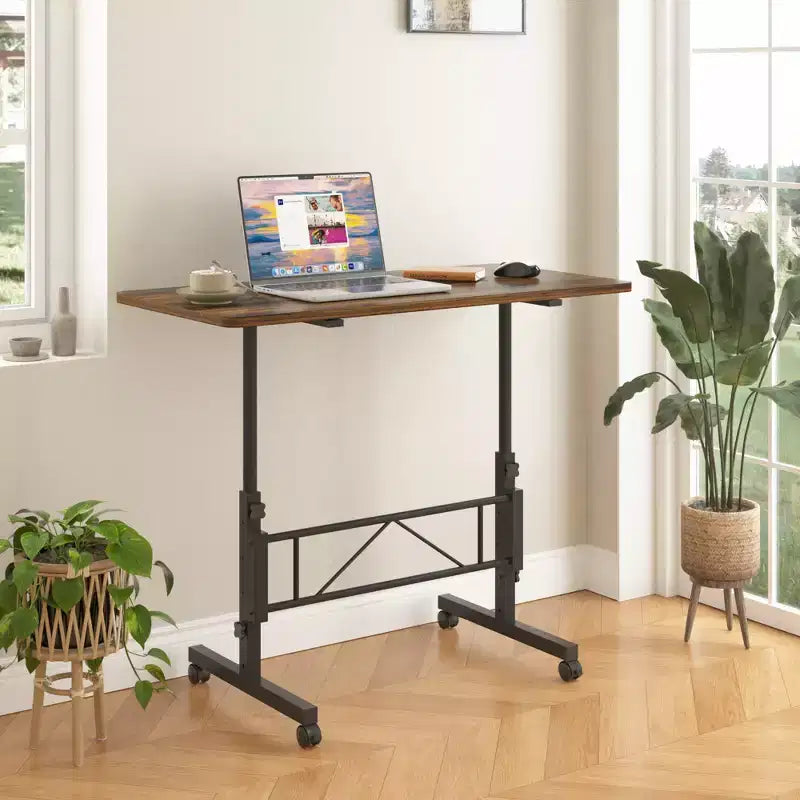 Petit bureau debout réglable en hauteur, postes de travail informatiques mobiles à roulettes, table d'appoint portable pour ordinateur portable pour le bureau