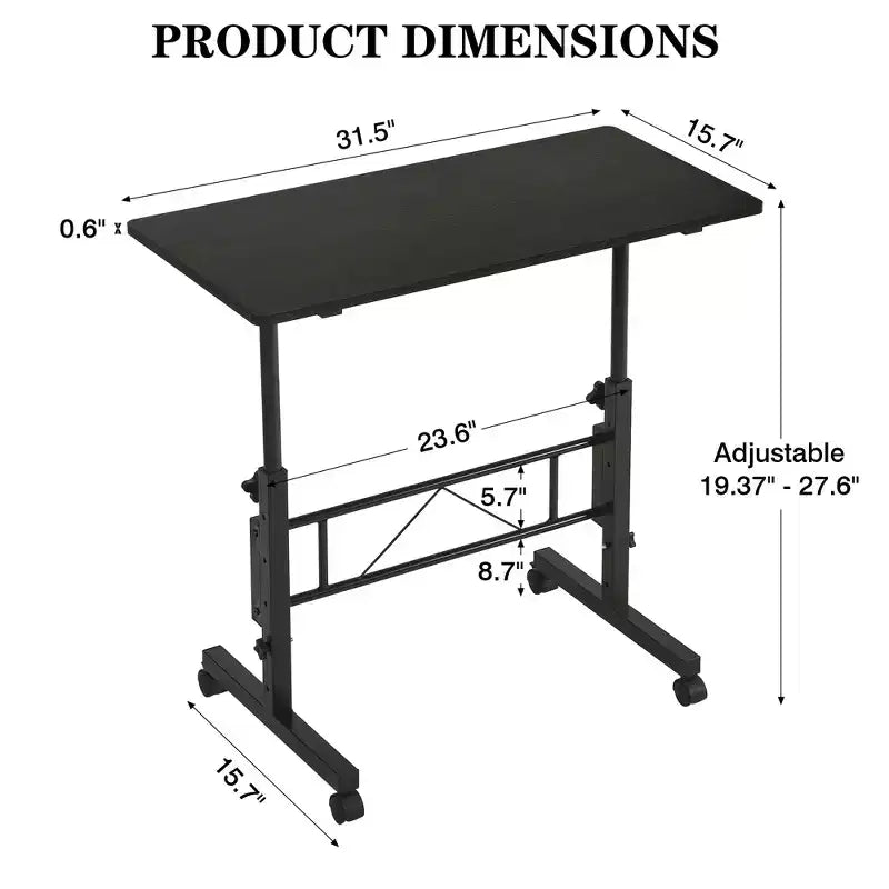 Petit bureau debout réglable en hauteur, postes de travail informatiques mobiles à roulettes, table d'appoint portable pour ordinateur portable pour le bureau