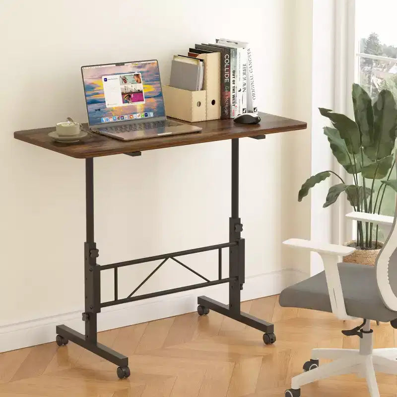 Petit bureau debout réglable en hauteur, postes de travail informatiques mobiles à roulettes, table d'appoint portable pour ordinateur portable pour le bureau