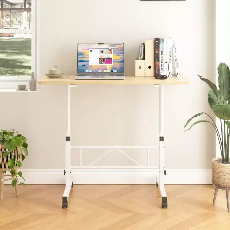 Petit bureau debout réglable en hauteur, postes de travail informatiques mobiles à roulettes, table d'appoint portable pour ordinateur portable pour le bureau
