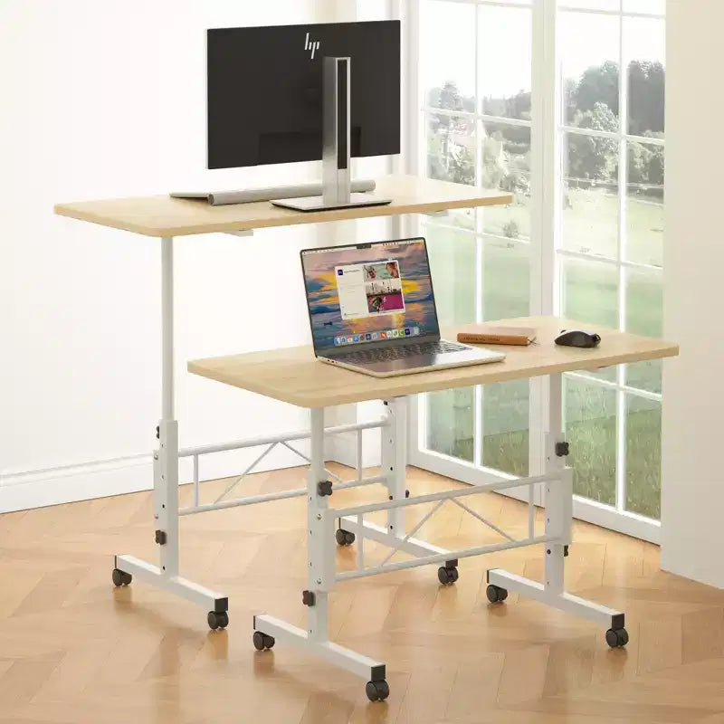 Petit bureau debout réglable en hauteur, postes de travail informatiques mobiles à roulettes, table d'appoint portable pour ordinateur portable pour le bureau