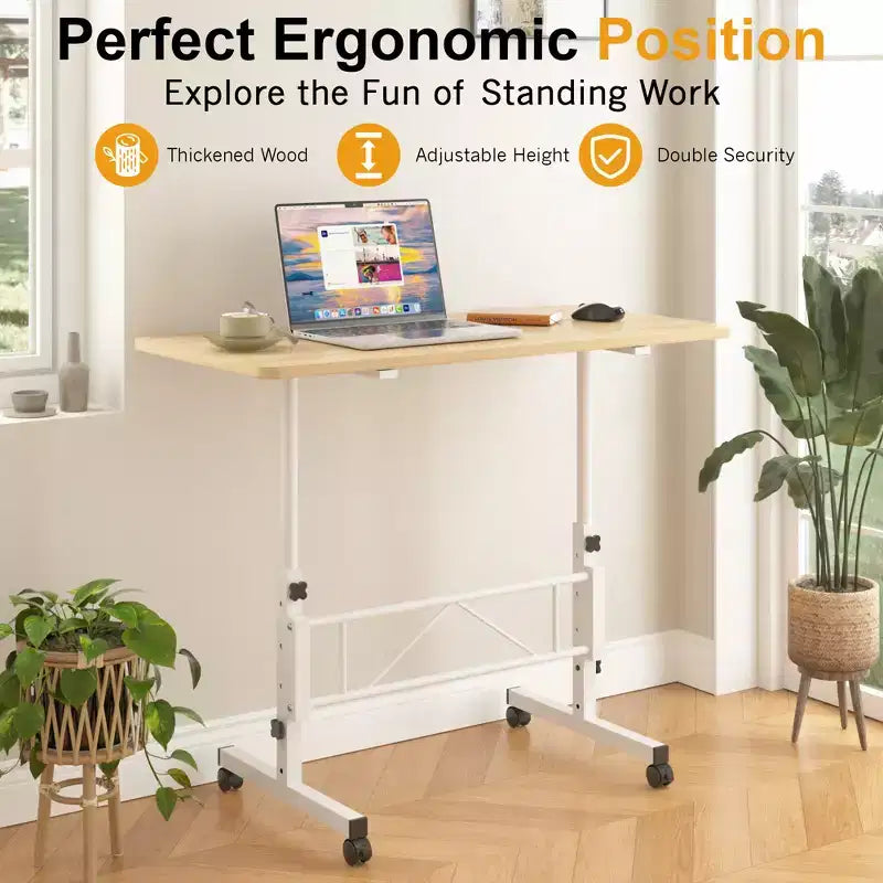 Petit bureau debout réglable en hauteur, postes de travail informatiques mobiles à roulettes, table d'appoint portable pour ordinateur portable pour le bureau