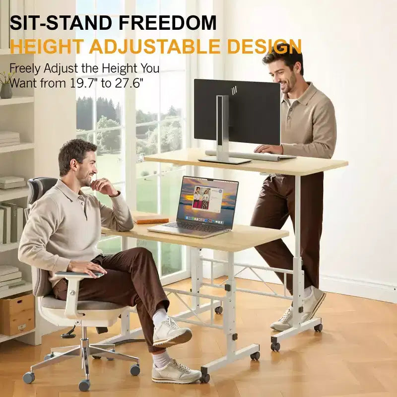Petit bureau debout réglable en hauteur, postes de travail informatiques mobiles à roulettes, table d'appoint portable pour ordinateur portable pour le bureau