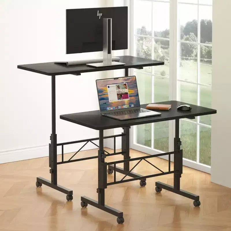 Petit bureau debout réglable en hauteur, postes de travail informatiques mobiles à roulettes, table d'appoint portable pour ordinateur portable pour le bureau