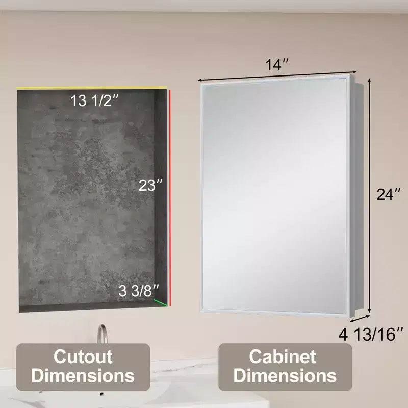 Armoire à pharmacie avec miroir, armoire de salle de bain murale ou encastrée, étagères réglables en verre trempé, réversible