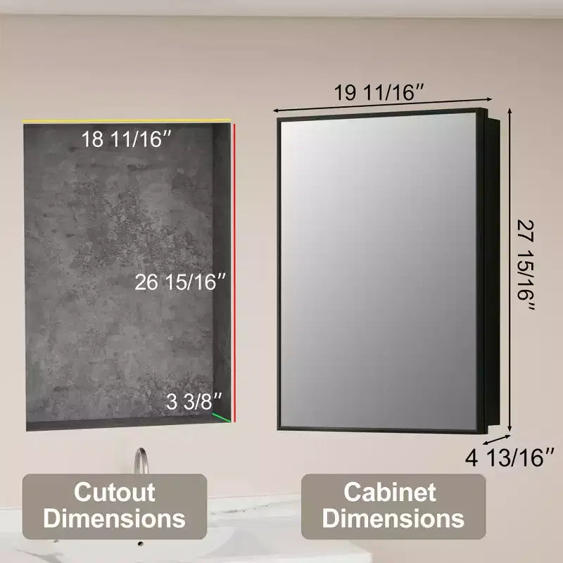 Armoire à pharmacie avec miroir, armoire de salle de bain murale ou encastrée, étagères réglables en verre trempé, réversible