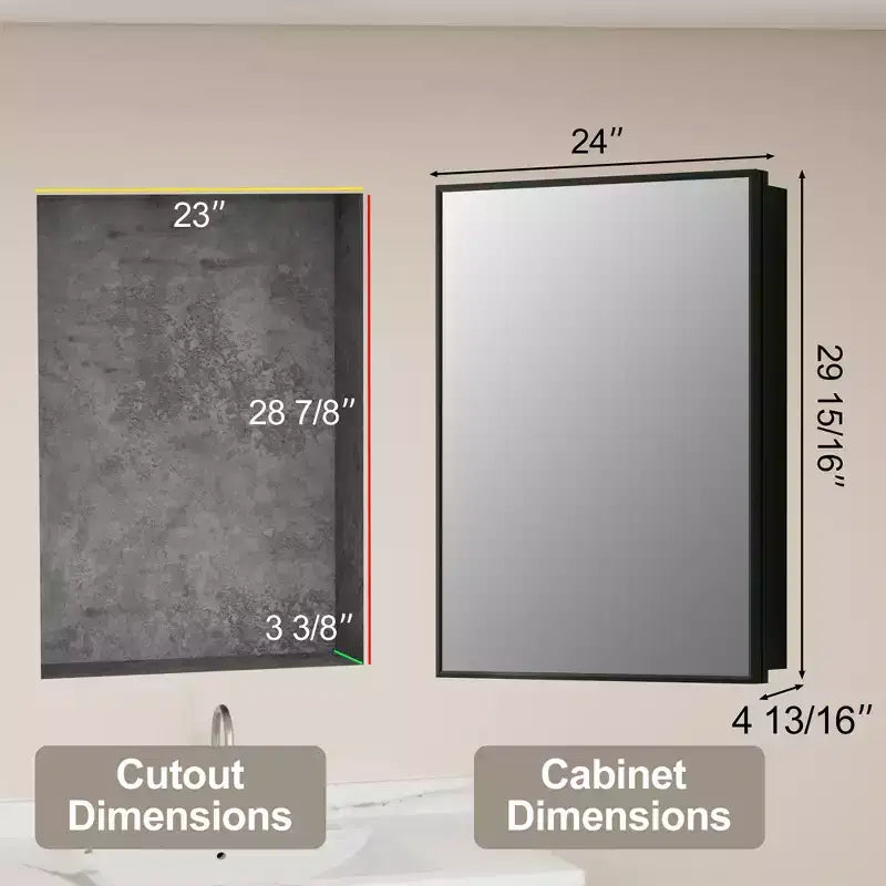 Armoire à pharmacie avec miroir, armoire de salle de bain murale ou encastrée, étagères réglables en verre trempé, réversible