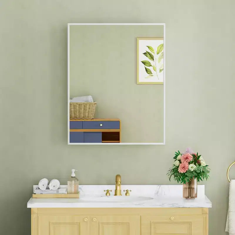 Armoire à pharmacie avec miroir, armoire de salle de bain murale ou encastrée, étagères réglables en verre trempé, réversible