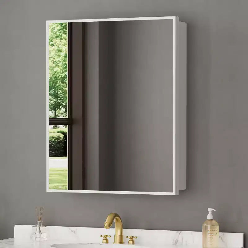 Armoire à pharmacie avec miroir, armoire de salle de bain murale ou encastrée, étagères réglables en verre trempé, réversible