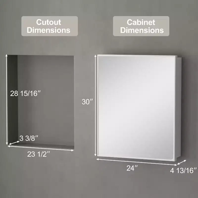 Armoire à pharmacie avec miroir, armoire de salle de bain murale ou encastrée, étagères réglables en verre trempé, réversible