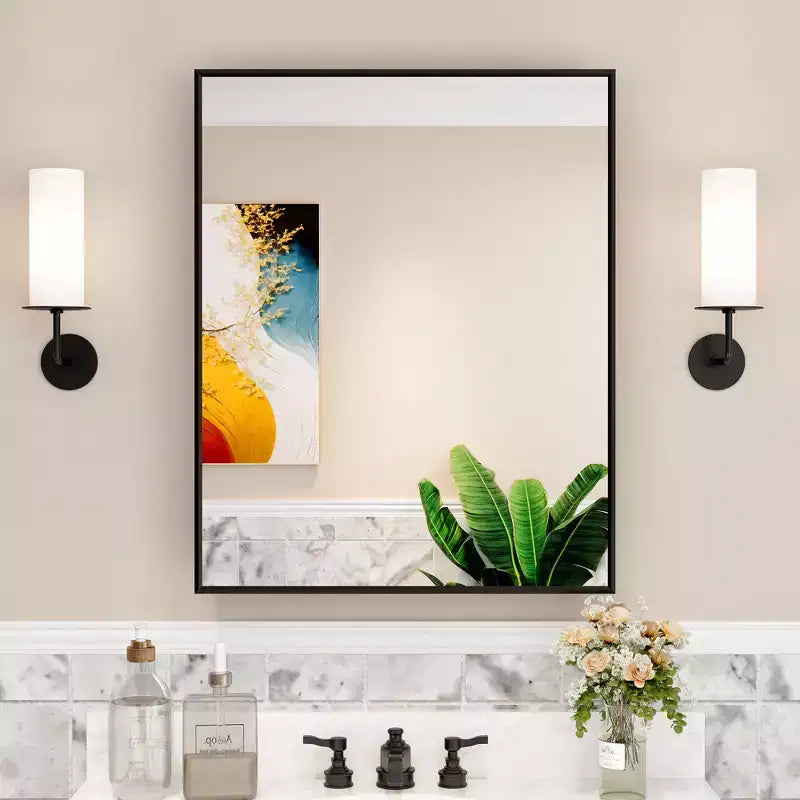 Armoire à pharmacie avec miroir, armoire de salle de bain murale ou encastrée, étagères réglables en verre trempé, réversible