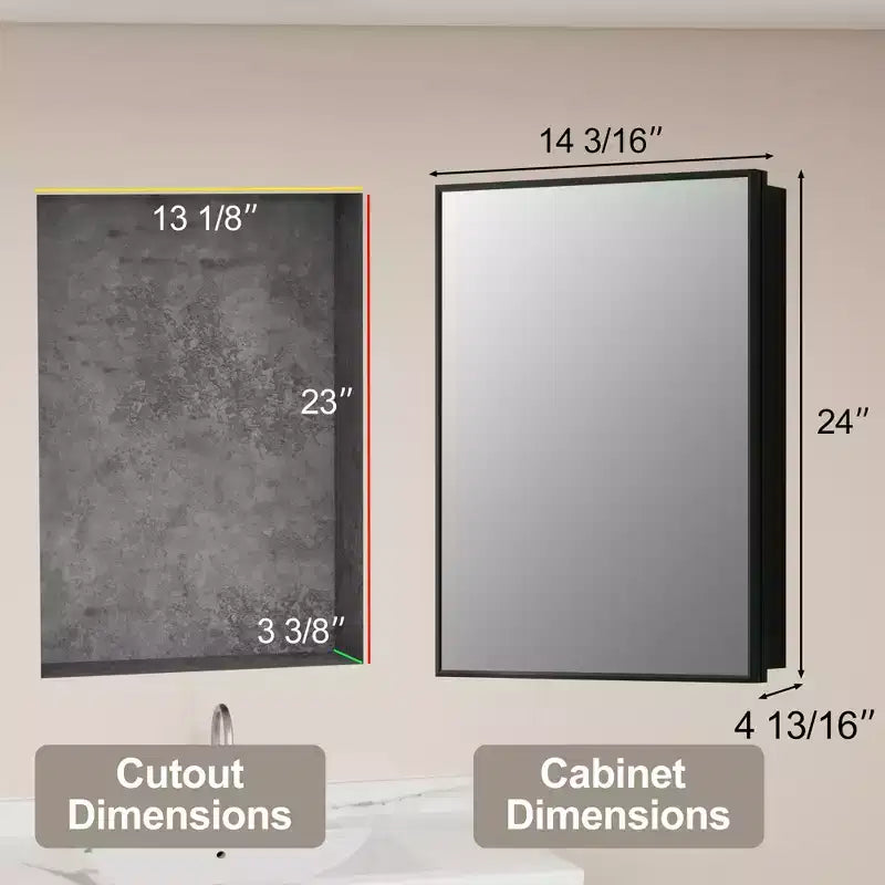 Armoire à pharmacie avec miroir, armoire de salle de bain murale ou encastrée, étagères réglables en verre trempé, réversible